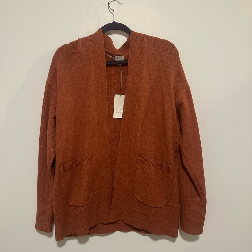Rust colored cardigan a new day